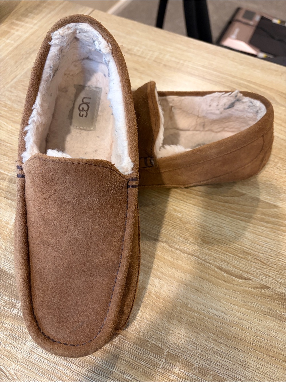 UGG Men's Suede Slip-On Slippers in Chestnut Brown